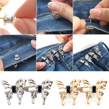 Load image into Gallery viewer, Diamond Butterfly Detachable Buckles for Jeans Pants Wasit Adjustable Tightening Alloy Buckle Hook Jean Trousers Waist DIY Clothing Accessories
