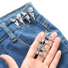 Load image into Gallery viewer, Diamond Butterfly Detachable Buckles for Jeans Pants Wasit Adjustable Tightening Alloy Buckle Hook Jean Trousers Waist DIY Clothing Accessories
