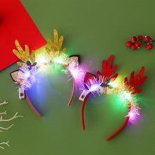 Load image into Gallery viewer, Christmas Decoration Glowing Headband with LED Light Xmas Elk Horn Tree Snowflake Hair Band Kids Girls Hair Accessories Xmas New Year Decor
