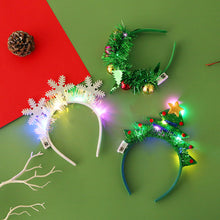 Load image into Gallery viewer, Christmas Decoration Glowing Headband with LED Light Xmas Elk Horn Tree Snowflake Hair Band Kids Girls Hair Accessories Xmas New Year Decor
