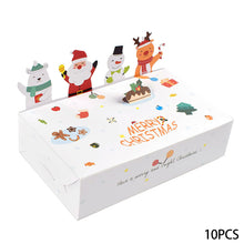 Load image into Gallery viewer, 10pcs Christmas Party Gifts Wrapping Box Kraft Paper Candy Cookie Box Cute Cartoon Santa Elk Snowman Package Box Xmas Party Decoration
