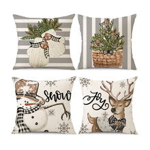 Load image into Gallery viewer, 4pcs/set 45cm Christmas Cushion Cover Pilllowcase Merry Christmas Elk Printing Pillow Case for Sofa Cushion Christmas Party Decoration
