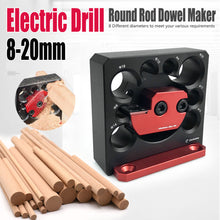 Load image into Gallery viewer, Adjustable Electric Drill Milling Dowel Round Rod Auxiliary Tool with 8-20mm Holes Carbide Blades Inserts Dowel Maker Woodworking
