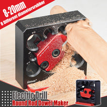 Load image into Gallery viewer, Adjustable Electric Drill Milling Dowel Round Rod Auxiliary Tool with 8-20mm Holes Carbide Blades Inserts Dowel Maker Woodworking
