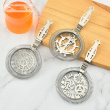 Load image into Gallery viewer, Rustproof Skull And Gear Wheel Bar Strainer Sprung Cocktail Strainer Stainless Steel Deluxe Strainer Bar Tools Professional Barware
