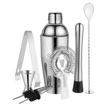 Load image into Gallery viewer, 1Set Cocktail Shaker Bar Set Stainless Steel Bartender Kit Boston Shaker/Jigger/Strainer/Bar Mixer Spoon/Tongs Party Bar Tools
