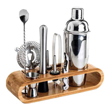 Load image into Gallery viewer, 10Pcs/Set Stainless Steel Cocktail Shaker Set Mixer Bartender Kit Cobbler Boston Shaker Bars Tools Tongs Jigger Mixer Muddler Pourer Spoon
