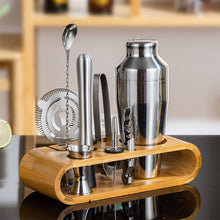 Load image into Gallery viewer, 10Pcs/Set Stainless Steel Cocktail Shaker Set Mixer Bartender Kit Cobbler Boston Shaker Bars Tools Tongs Jigger Mixer Muddler Pourer Spoon

