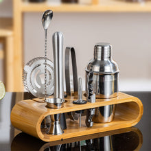 Load image into Gallery viewer, 10Pcs/Set Stainless Steel Cocktail Shaker Set Mixer Bartender Kit Cobbler Boston Shaker Bars Tools Tongs Jigger Mixer Muddler Pourer Spoon
