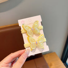 Load image into Gallery viewer, 2pcs Sequin Butterfly Hair Tie Girls Ponytail Elastic Hair Bands Kids Hair Accessories Children Hair Ties Baby Headwear

