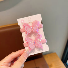 Load image into Gallery viewer, 2pcs Sequin Butterfly Hair Tie Girls Ponytail Elastic Hair Bands Kids Hair Accessories Children Hair Ties Baby Headwear

