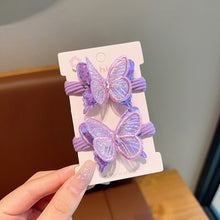 Load image into Gallery viewer, 2pcs Sequin Butterfly Hair Tie Girls Ponytail Elastic Hair Bands Kids Hair Accessories Children Hair Ties Baby Headwear
