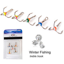 Load image into Gallery viewer, 5PCS Ice Fishing Hook Simulation With Drill Color Bait Blood Tank Treble Hook Winter Fishing Accessories
