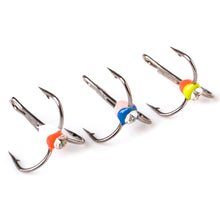 Load image into Gallery viewer, 5PCS Ice Fishing Hook Simulation With Drill Color Bait Blood Tank Treble Hook Winter Fishing Accessories
