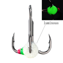 Load image into Gallery viewer, 5PCS High Carbon Steel Ice Hook Luminous Triple Hook Spiny Lure Bait Black Nickel Hook Winter Carp Bass Fishing Accessories
