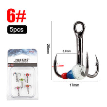 Load image into Gallery viewer, 5PCS High Carbon Steel Ice Hook Luminous Triple Hook Spiny Lure Bait Black Nickel Hook Winter Carp Bass Fishing Accessories
