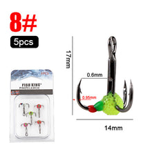 Load image into Gallery viewer, 5PCS High Carbon Steel Ice Hook Luminous Triple Hook Spiny Lure Bait Black Nickel Hook Winter Carp Bass Fishing Accessories
