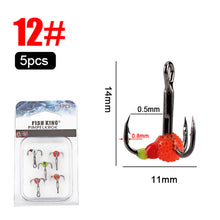 Load image into Gallery viewer, 5PCS High Carbon Steel Ice Hook Luminous Triple Hook Spiny Lure Bait Black Nickel Hook Winter Carp Bass Fishing Accessories
