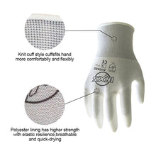 Load image into Gallery viewer, 1 Pair 13-Pin White Nylon PU Coated Palm Gloves Dustproof Anti-Slip Wear-Resistant Mechanical Maintenance Handling Labor Protection Gloves
