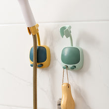 Load image into Gallery viewer, 1Pc Multifunctional Punch-Free Shower Head Bracket with 2 Hooks 360° Adjustable Cartoon Universal Wall Mounted Stand Durable Bathroom Tool

