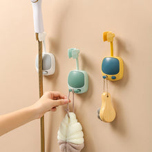 Load image into Gallery viewer, 1Pc Multifunctional Punch-Free Shower Head Bracket with 2 Hooks 360° Adjustable Cartoon Universal Wall Mounted Stand Durable Bathroom Tool
