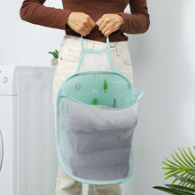 Load image into Gallery viewer, 1Pc Collapsible Wall Hanging Laundry Basket Multi-Functional Storage Bag Bathroom Perforation-Free Mesh Cloth Clothes Hanging Object
