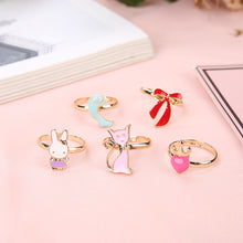 Load image into Gallery viewer, 12/36PCS Shiny Adjustable Children's Cartoon Rings Candy Flower Diamond Bow Shape Ring Set Jewellery Rings Kid Girls Toys
