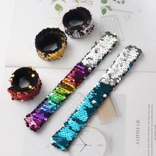 Load image into Gallery viewer, Shiny Glitter Slap Bracelet Two Color Change Wrist Strap Kid Friendship Couples Bracelets New Year Party Decoration
