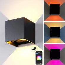 Load image into Gallery viewer, Nordic RGB LED Wall Light Dimmable Square Up Down Lamps APP Control For Bedside Bedroom Sconce Living Room Home Decoration
