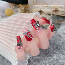 Load image into Gallery viewer, 1pc Retro Dark Gothic Punk Style Alloy 3D Nail Art Charms Heart Skeleton Spider Cross Design for Halloween Nails Decoration Accessories
