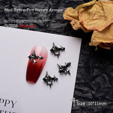 Load image into Gallery viewer, 1pc Retro Dark Gothic Punk Style Alloy 3D Nail Art Charms Heart Skeleton Spider Cross Design for Halloween Nails Decoration Accessories
