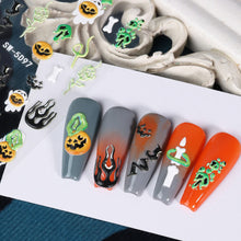 Load image into Gallery viewer, Halloween Fun Gothic Nails Stiletto Embossed Stickers Black Belt Pumpkin Spider Skull Web Gel Polish Engraved Nail Decor Nail Sticker
