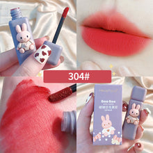 Load image into Gallery viewer, Cute Cartoon Red Matte Velvet Lip Gloss Liquid Lipstick Lasting Elegant Mud Lip Mousse Non-stick Cup Lip Tint Clay Makeup
