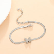 Load image into Gallery viewer, Stainless Steel Frosted Butterfly Pendant Necklace Bracelet Fashionable Niche Titanium Steel Tassel Necklace Women Jewelry
