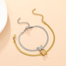 Load image into Gallery viewer, Stainless Steel Frosted Butterfly Pendant Necklace Bracelet Fashionable Niche Titanium Steel Tassel Necklace Women Jewelry
