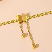 Load image into Gallery viewer, Stainless Steel Frosted Butterfly Pendant Necklace Bracelet Fashionable Niche Titanium Steel Tassel Necklace Women Jewelry
