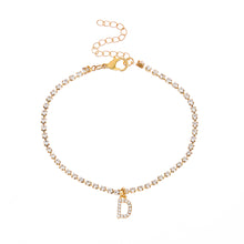 Load image into Gallery viewer, Fashion Creative Letter Pendant Rhinestone Anklet Alloy Shiny Beach Ankle Chain Foot Jewelry Accessory for Women
