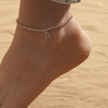 Load image into Gallery viewer, Fashion Creative Letter Pendant Rhinestone Anklet Alloy Shiny Beach Ankle Chain Foot Jewelry Accessory for Women

