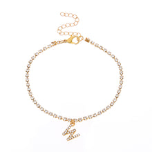 Load image into Gallery viewer, Fashion Creative Letter Pendant Rhinestone Anklet Alloy Shiny Beach Ankle Chain Foot Jewelry Accessory for Women

