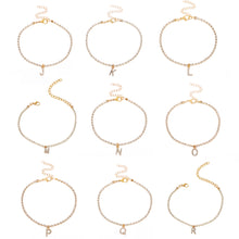 Load image into Gallery viewer, Fashion Creative Letter Pendant Rhinestone Anklet Alloy Shiny Beach Ankle Chain Foot Jewelry Accessory for Women
