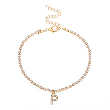 Load image into Gallery viewer, Fashion Creative Letter Pendant Rhinestone Anklet Alloy Shiny Beach Ankle Chain Foot Jewelry Accessory for Women

