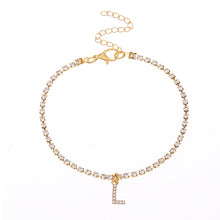 Load image into Gallery viewer, Fashion Creative Letter Pendant Rhinestone Anklet Alloy Shiny Beach Ankle Chain Foot Jewelry Accessory for Women
