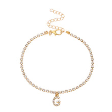 Load image into Gallery viewer, Fashion Creative Letter Pendant Rhinestone Anklet Alloy Shiny Beach Ankle Chain Foot Jewelry Accessory for Women
