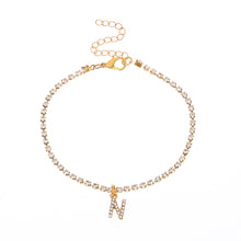 Load image into Gallery viewer, Fashion Creative Letter Pendant Rhinestone Anklet Alloy Shiny Beach Ankle Chain Foot Jewelry Accessory for Women

