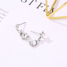 Load image into Gallery viewer, Fashionable Sweet Star Moon Asymmetric Earrings Zircon Five Point Star Moon Tassel Ear Studs Women Ear Jewelry
