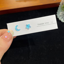 Load image into Gallery viewer, Sweet Compact Colorful Star Moon Earrings Shiny Versatile Ear Studs Earrings Women Jewelry Accessories
