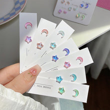 Load image into Gallery viewer, Sweet Compact Colorful Star Moon Earrings Shiny Versatile Ear Studs Earrings Women Jewelry Accessories
