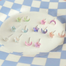 Load image into Gallery viewer, Sweet Compact Colorful Star Moon Earrings Shiny Versatile Ear Studs Earrings Women Jewelry Accessories
