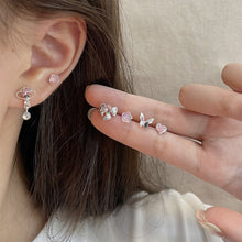Load image into Gallery viewer, Aurora Pink Diamond One Week Earrings Set Temperamental Niche Flower Butterfly Love Ear Studs Earrings Women Jewelry
