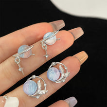 Load image into Gallery viewer, Fantasy Planet Fishtail Earrings Temperamental Niche Sea Salt Blue Clear Ear Studs Earrings Women Ear Jewelry
